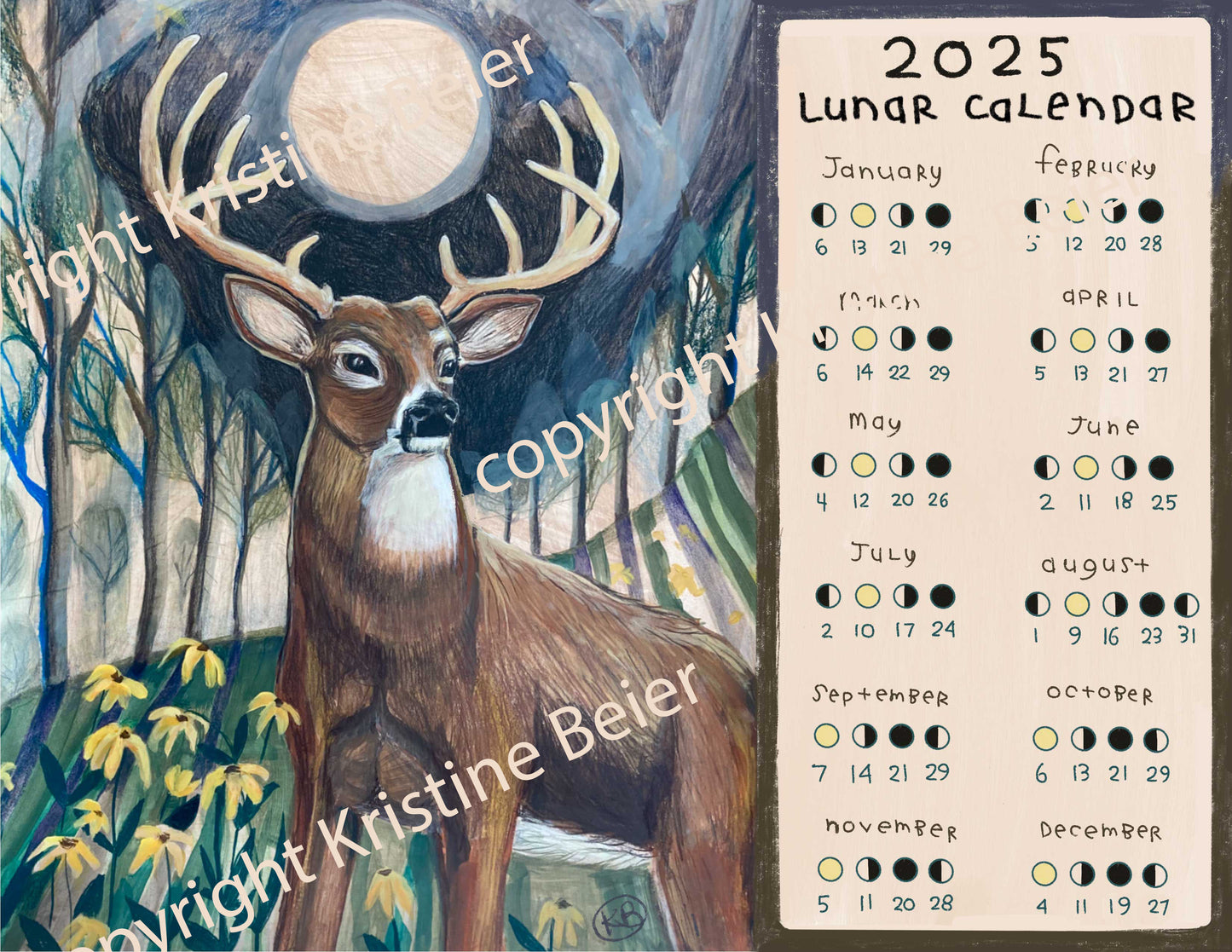 2025 Lunar Calendar - PDF Digital Download/Printable